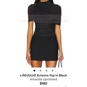 Amanda Uprichard Black Ruched Top